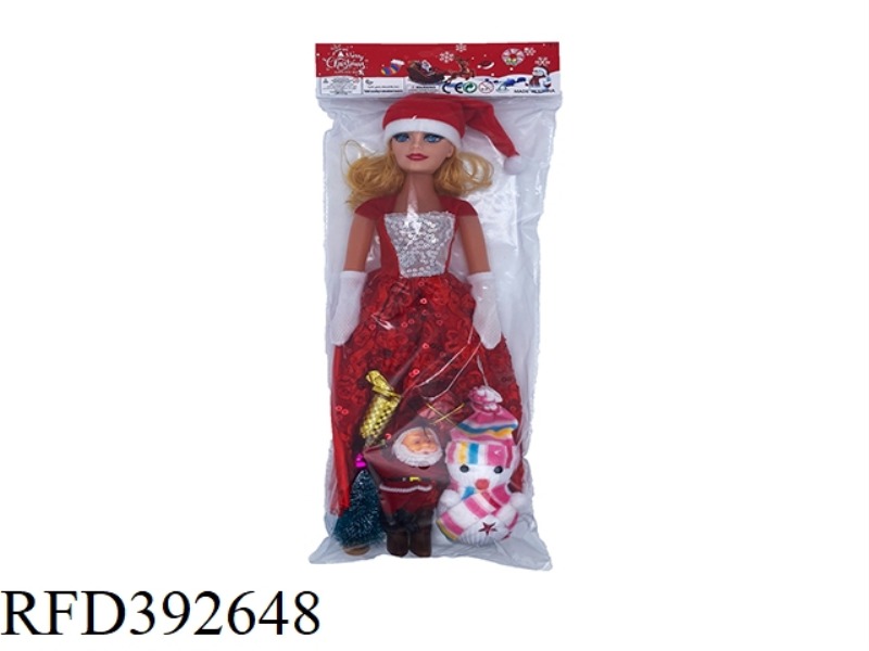 18 INCH MUSIC EMPTY CHRISTMAS GIRL BARBIE + SNOWMAN + SANTA CLAUS + CHRISTMAS TREE + SMALL GIFTS