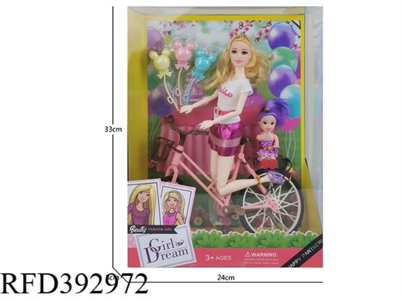 11 INCH SOLID BODY ELEVEN JOINT BARBIE DOLL PLUS BICYCLE PLUS BALLOON PLUS LITTLE KELLY