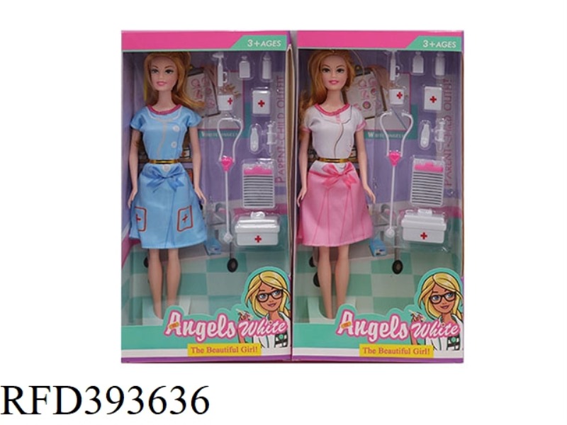 HIGH-END 11.5-INCH REAL BODY LONG HAIR AND SHORT SKIRT FEMALE DOCTOR WITH A FULL SET OF MEDICAL TOOL