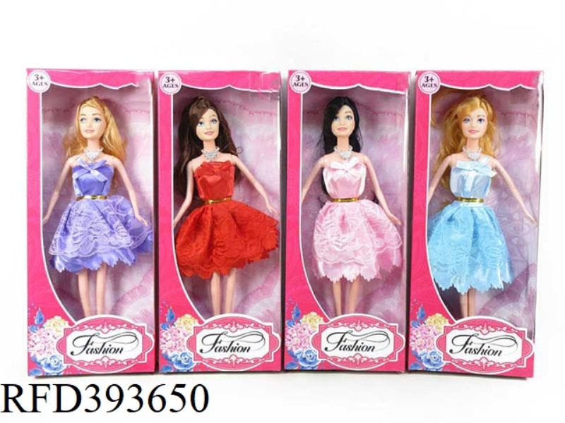11.5 INCH SOLID BODY FOUR-COLOR SHORT SKIRT BARBIE 4 ASSORTED