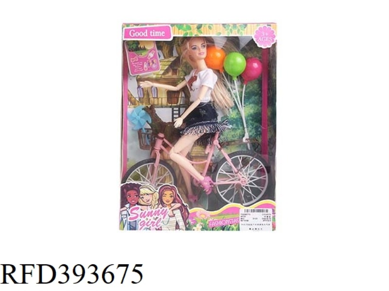 11.5 INCH 11 JOINT FASHION BARBIE BIKE WITH BALLOON WINDMILL ACCESSORIES