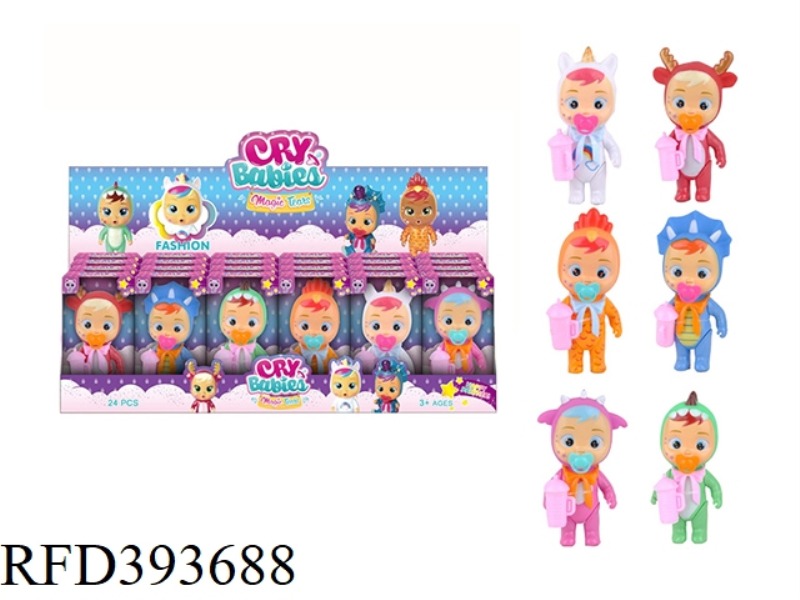 5 INCH PLASTIC SOLID BODY WILL SHED TEARS AND CRYING DOLLS 6 ASSORTED 24PCS