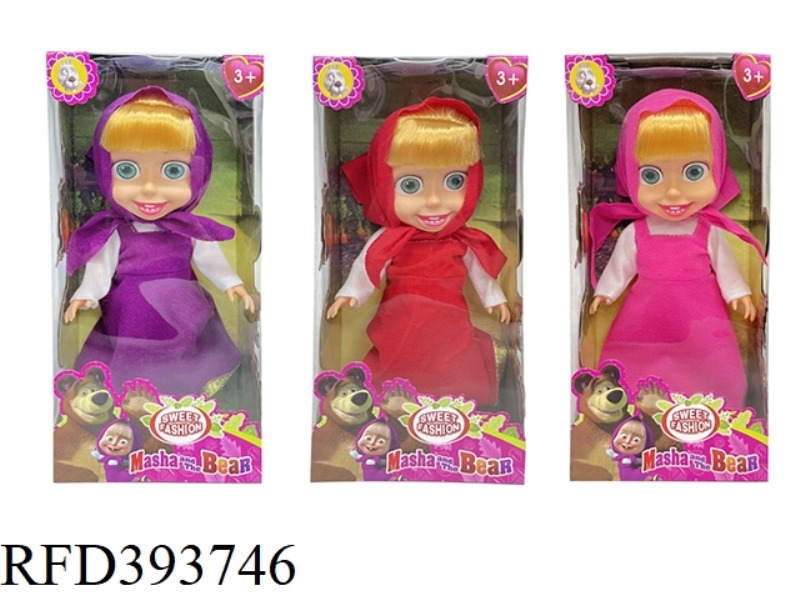 12-INCH WINDOW BOX VINYL HAND MASHA DOLL WITH MUSIC (3 TYPES ASSORTED)