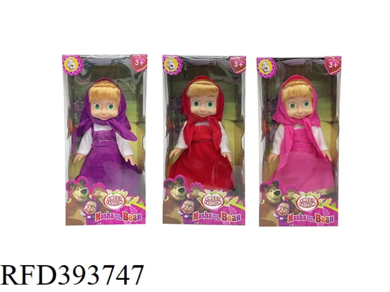 12 INCH OPEN WINDOW BOX EMPTY MASHA DOLL WITH MUSIC (3 TYPES ASSORTED)