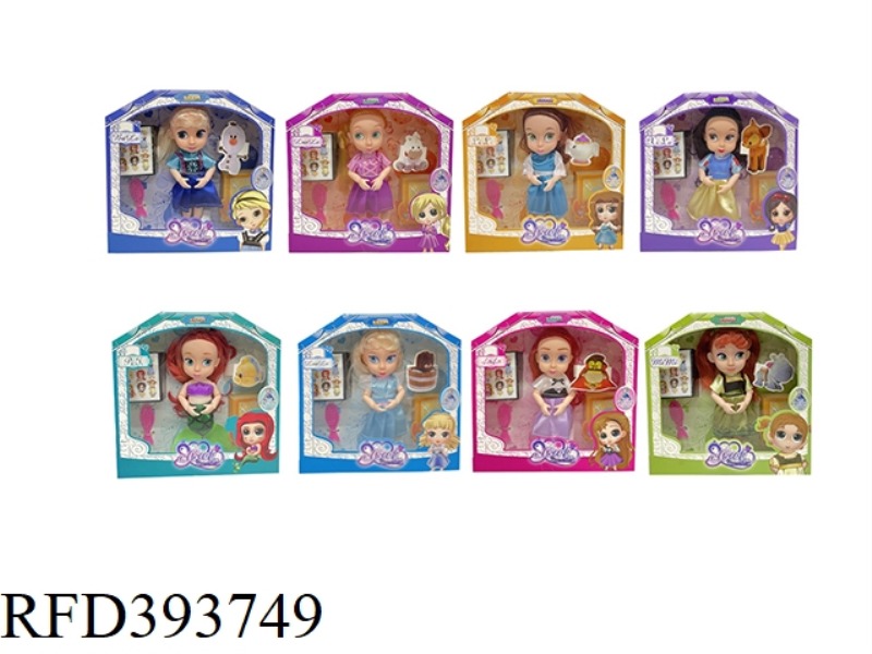 6 INCH WINDOW BOX WITH REAL BODY 13 JOINTS DISNEY SALON PRINCESS (8 STYLES ASSORTED)