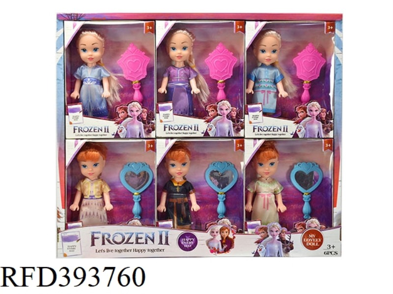 6 INCH SOLID LIVING HAND 4TH GENERATION ICE AND SNOW PRINCESS WITH COMB MIRROR 6 STYLES 6PCS