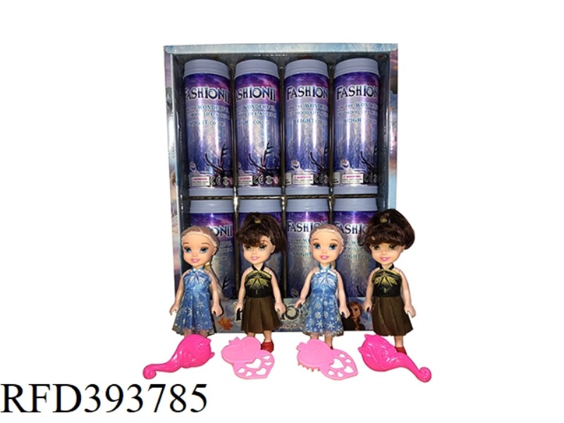 6-INCH SOLID BODY FROZEN BARBIE WITH MIRROR AND COMB 2 MIXED 8 CANS