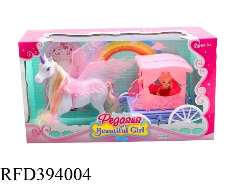 STATIC LITTLE PEGASUS CARRIAGE + 3 INCH BARBIE