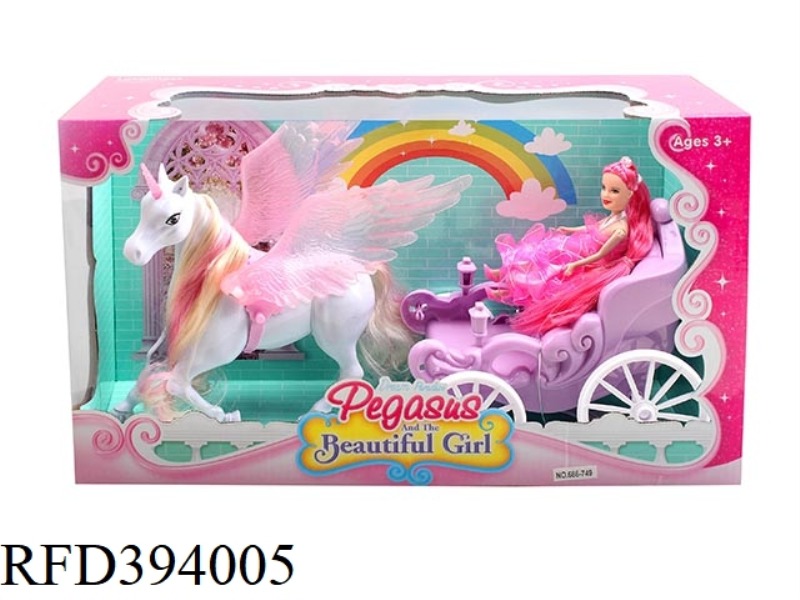 STATIC LITTLE PEGASUS CARRIAGE + 7-INCH BARBIE