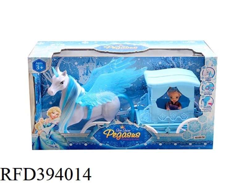 ICE AND SNOW PEGASUS CARRIAGE + 3-INCH BARBIE