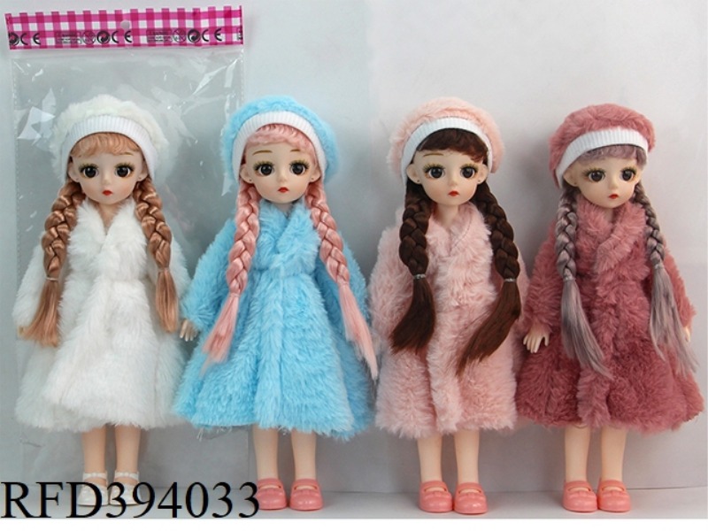 12 INCH 30 CM 13 JOINTS REAL BODY 3D REAL EYES LOLI DOLL FUR COAT FOUR ASSORTED