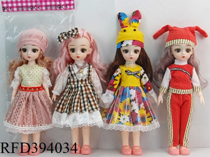 12 INCHES, 30 CM, 13 JOINTS, REAL BODY, 3D REAL EYES, LOLI DOLL FASHION OUTFIT, FOUR MIXED OUTFITS