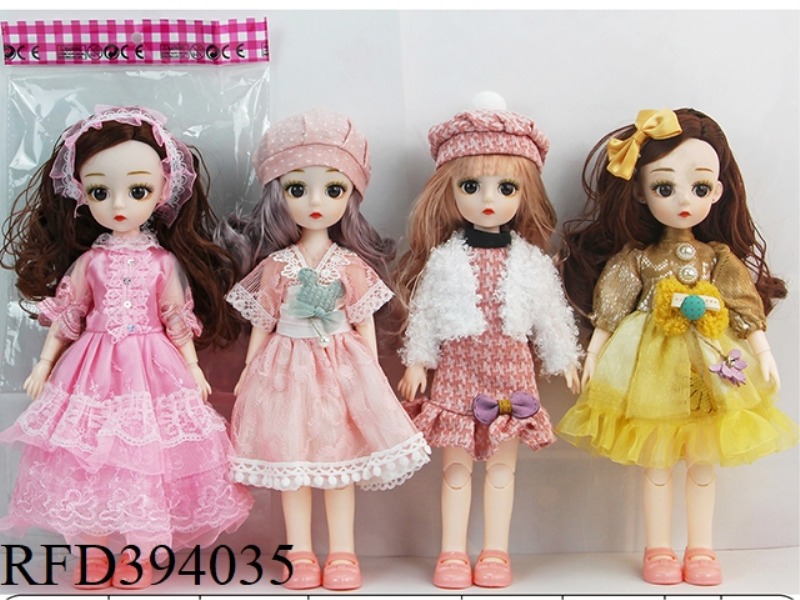 12 INCHES, 30 CM, 13 JOINTS, REAL BODY, 3D REAL EYES, LOLI DOLL FASHION OUTFIT, FOUR MIXED OUTFITS