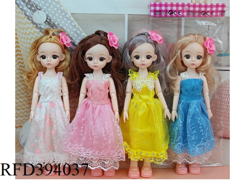 12 INCH 30 CM 13 JOINTS REAL BODY 3D REAL EYES DRESS LOLI DOLL + HEADWEAR FOUR MIXED