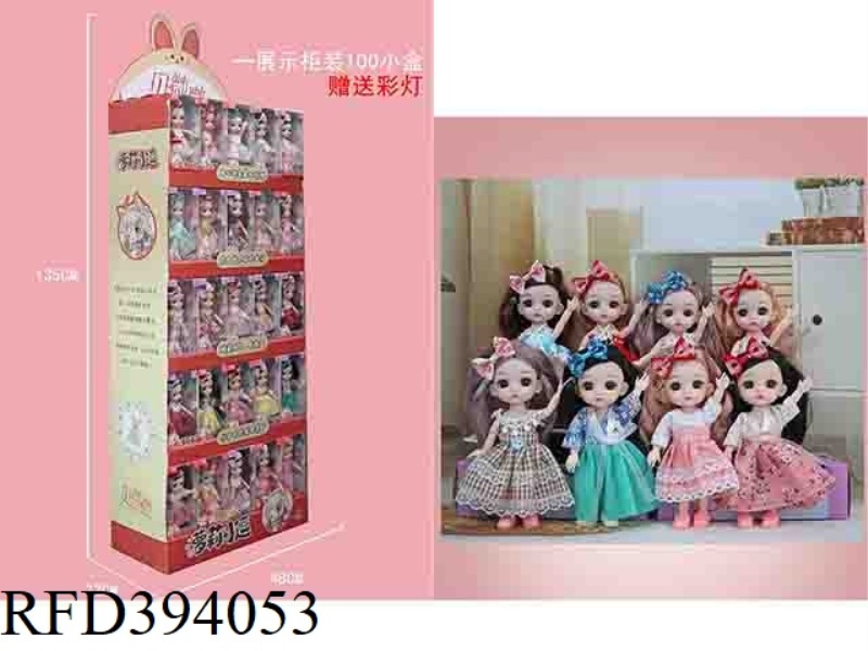 6 INCH 17 CM 13 JOINTS SOLID BODY 3D REAL EYES DISPLAY CABINET LOLI DOLL PLUS SMALL BOW HEADGEAR 100