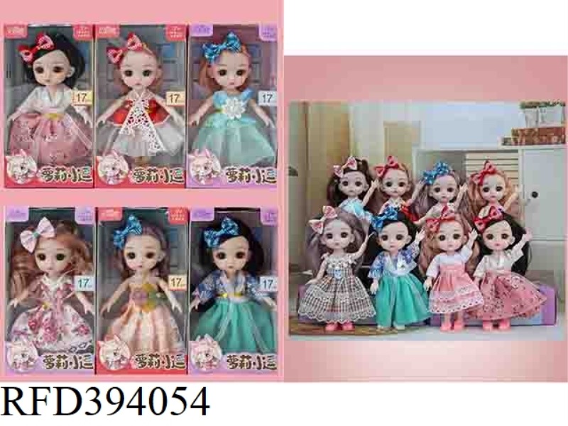 6 INCHES, 17 CM, 13 JOINTS, SOLID BODY, 3D REAL EYES, LOLI DOLL PLUS SMALL BOW HEADGEAR, ASSORTED