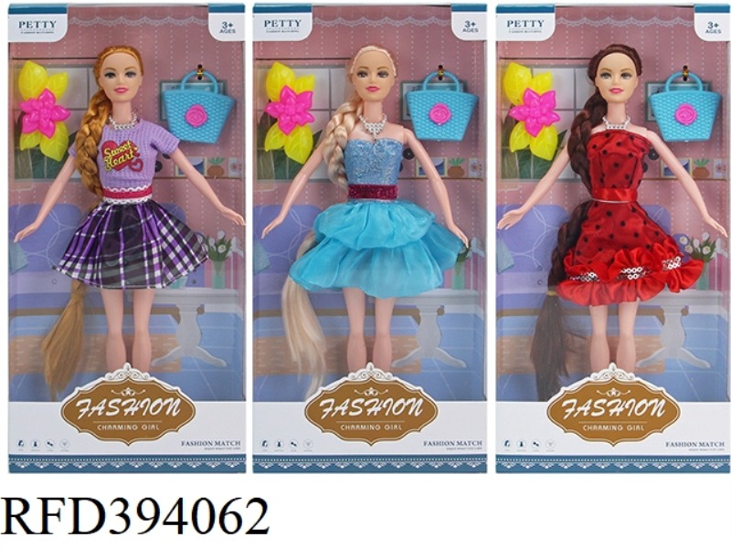 11.5 INCH 30 CM SOLID BODY FASHION LONG HAIR PRINCESS THREE ASSORTED