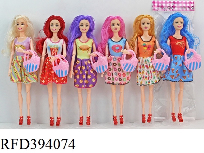 11.5 INCH 30 CM 11 JOINTS SOLID BODY FASHION BARBIE DOLL WITH BAG, ASSORTED