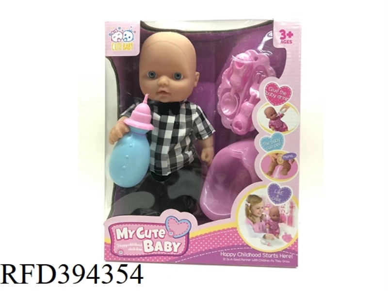 12 INCH DRINKING WATER PEE DOLL WITH IC VINYL HANDS AND FEET