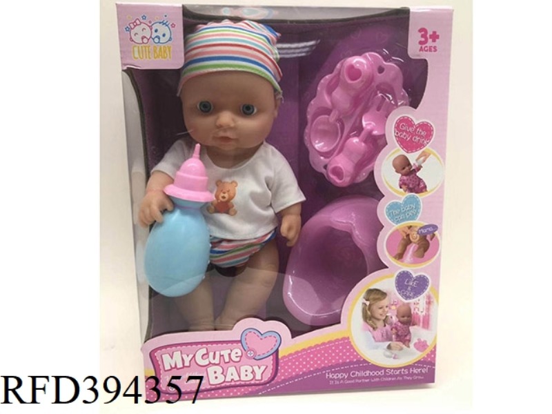 12 INCH DRINKING WATER PEE DOLL WITH IC VINYL HANDS AND FEET