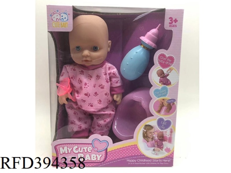 12 INCH DRINKING WATER PEE DOLL WITH IC VINYL HANDS AND FEET
