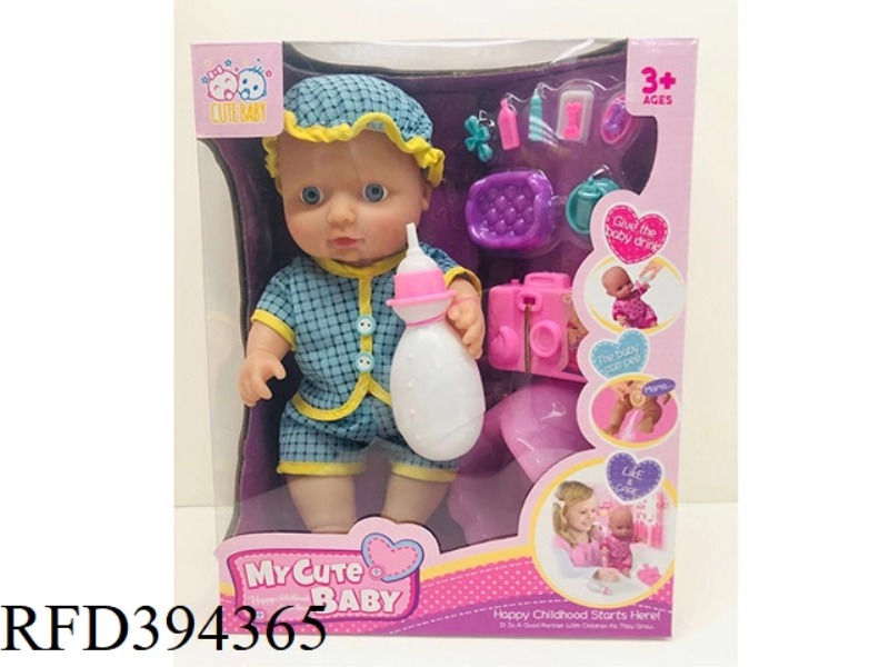 12 INCH DRINKING WATER PEE DOLL WITH IC VINYL HANDS AND FEET