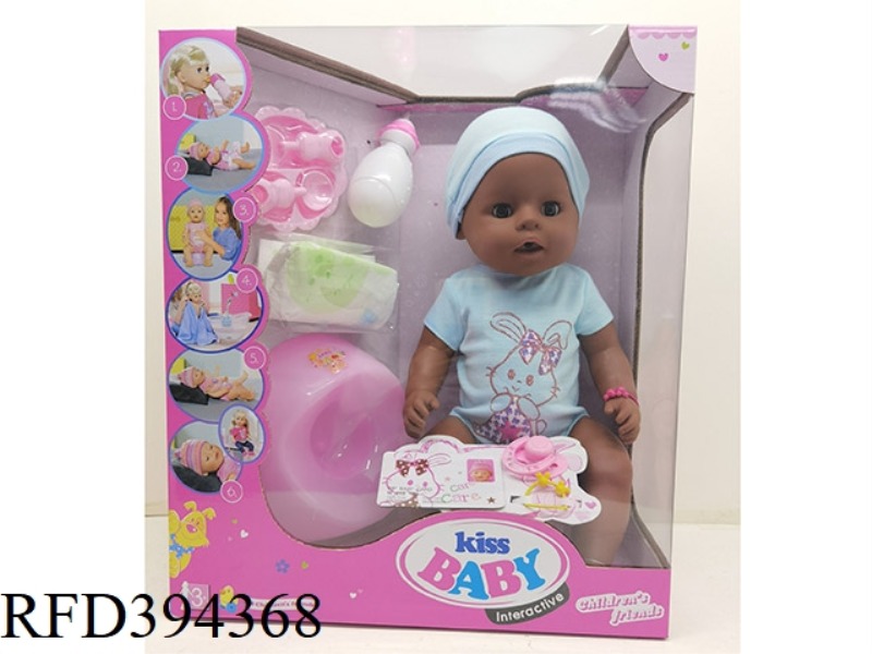 18-INCH BLACK-SKINNED DOLL WITH LIVE EYES, DRINKING WATER, PEEING, HEAD, HANDS AND FEET VINYL, WHOLE