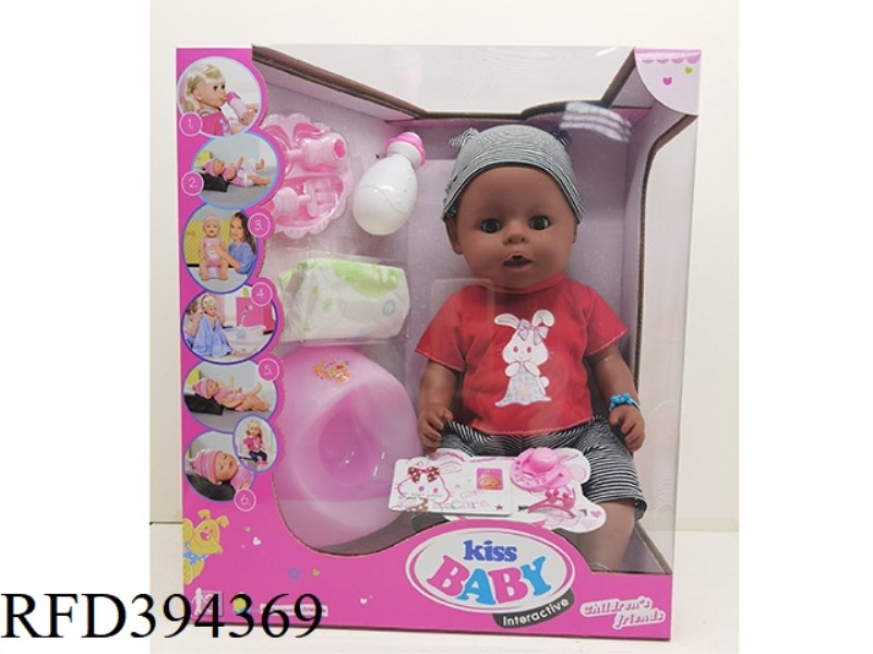 18-INCH BLACK-SKINNED DOLL WITH LIVE EYES, DRINKING WATER, PEEING, HEAD, HANDS AND FEET VINYL, WHOLE