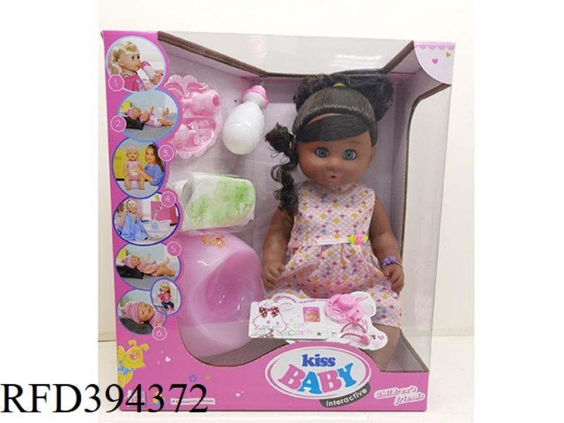 18-INCH BLACK-SKINNED DOLL WITH LIVE EYES, DRINKING WATER, PEEING, HEAD, HANDS AND FEET VINYL, WHOLE