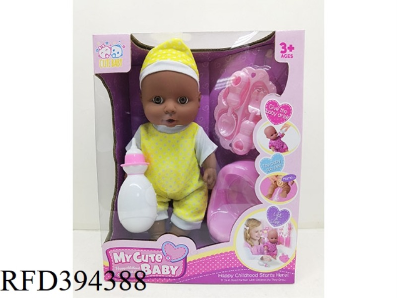 12 INCH BLACK SKIN DOLL WITH IC HEAD, HANDS AND FEET VINYL