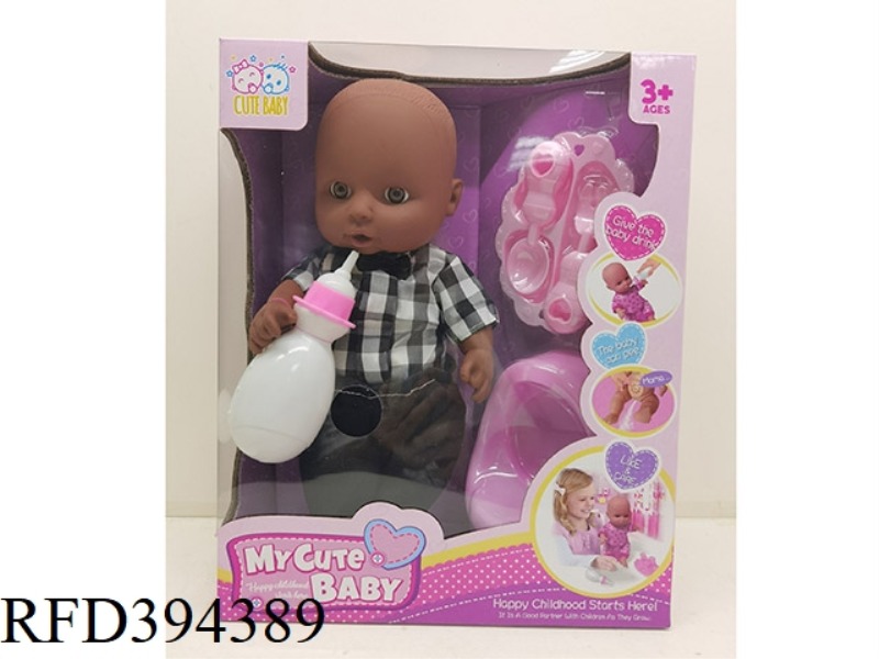 12 INCH BLACK SKIN DOLL WITH IC HEAD, HANDS AND FEET VINYL