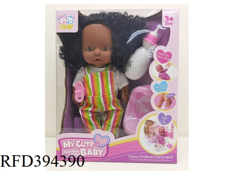 12 INCH BLACK SKIN DOLL WITH IC HEAD, HANDS AND FEET VINYL