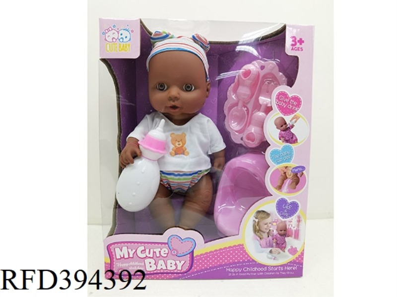 12 INCH BLACK SKIN DOLL WITH IC HEAD, HANDS AND FEET VINYL
