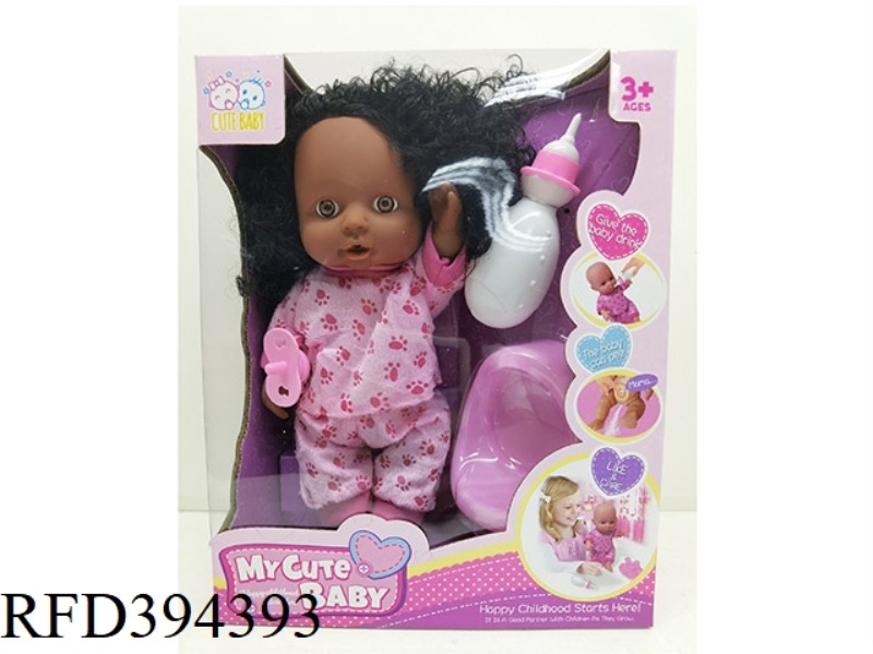 12 INCH BLACK SKIN DOLL WITH IC HEAD, HANDS AND FEET VINYL