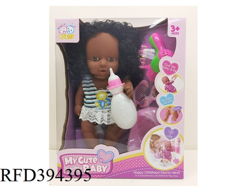 12 INCH BLACK SKIN DOLL WITH IC HEAD, HANDS AND FEET VINYL