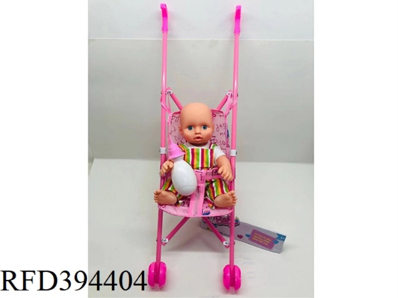 12 INCH DRINKING WATER, URINE, EMPTY BODY DOLL WITH IC, WITH CART, BOTTLE BLOWING