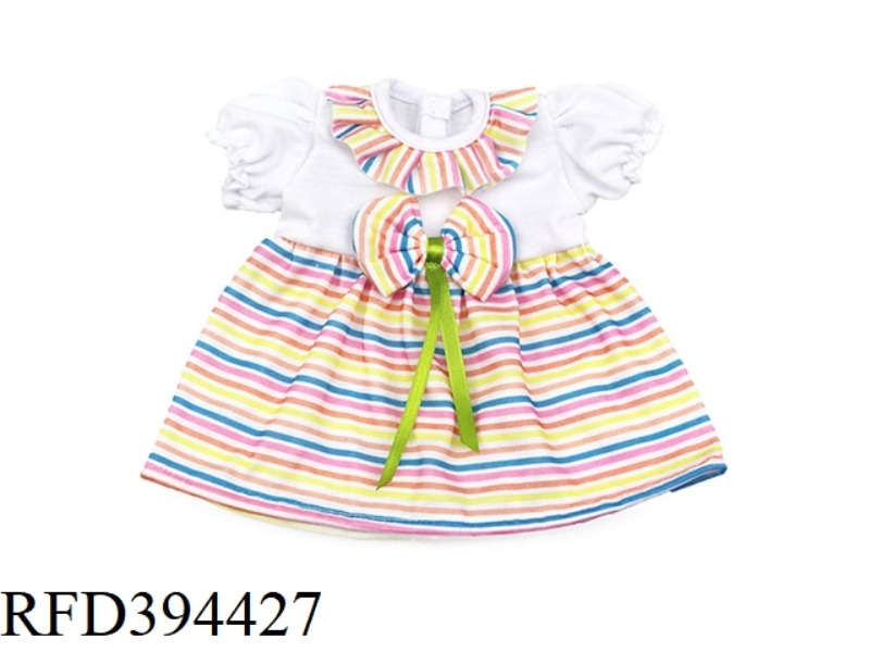 COLOR STRIPED SKIRT BETWEEN WHITE KNIT