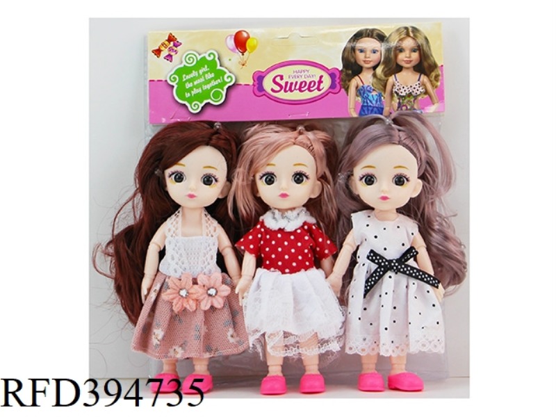 6 INCH 16 CM 3D TRUE EYES 13 JOINT BELTS SMALL LOLI PVC CARD HEAD BAG THREE-COLOR MIX