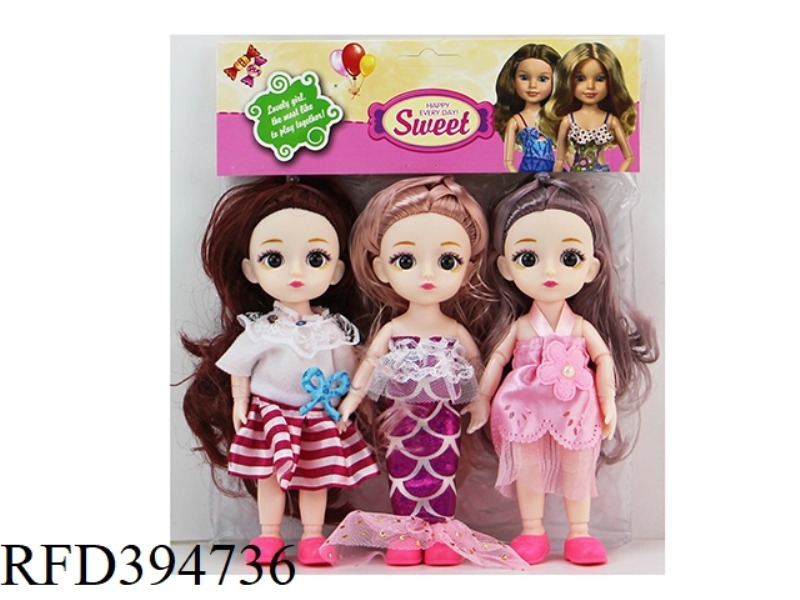 6 INCH 16 CM 3D TRUE EYES 13 JOINT BELTS SMALL LOLI PVC CARD HEAD BAG THREE-COLOR MIX