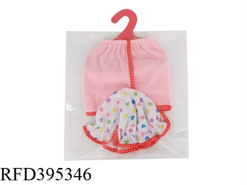 PINK BATHROBE + COLORFUL PEACH SHOWER CAP