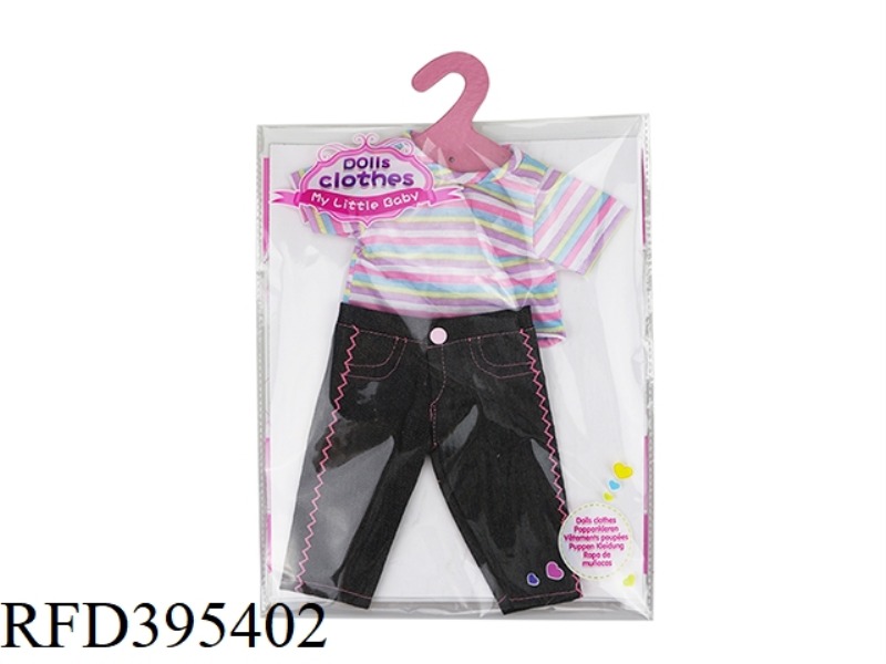BLACK JEANS + RED COLOR STRIPED CLOTHES
