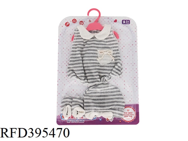 GRAY HORIZONTAL STRIPED BOTTOM COAT (INCLUDING CAP AND SOCKS)
