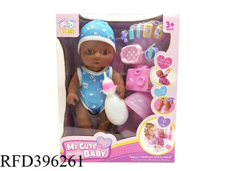 12 INCH BLACK SKIN DOLL WITH IC VINYL HANDS AND FEET