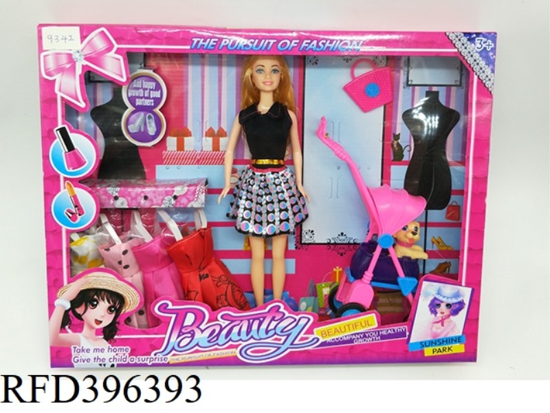 11 INCH BARBIE WITH STROLLER DOG