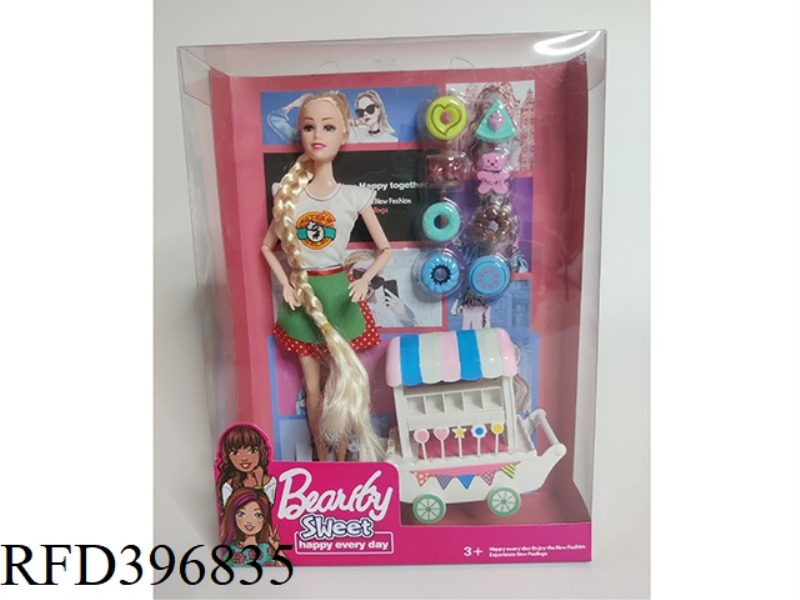 11 INCH SOLID BODY 9 JOINT LONG BRAIDED BARBIE CANDY CART SERIES