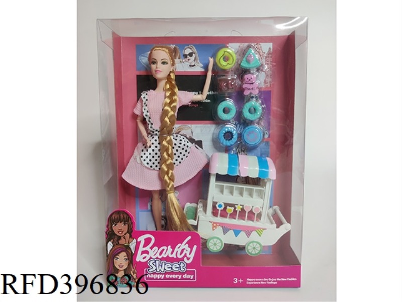 11 INCH SOLID BODY 9 JOINT LONG BRAIDED BARBIE CANDY CART SERIES