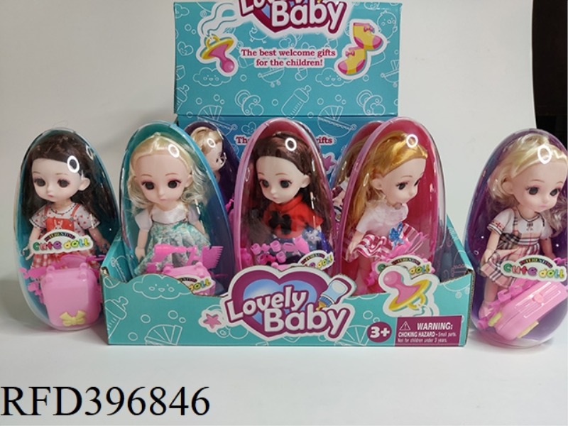 6 INCH MULTI-JOINT LOLI DOLL WITH SUITCASE AND PLASTIC ACCESSORIES 6 ASSORTED 6PCS