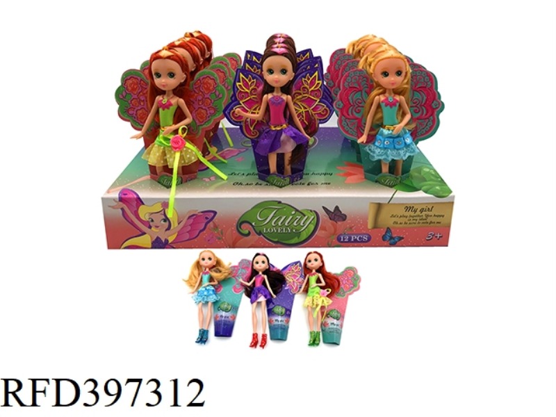 8 INCH OIL SPRAY REAL BODY FASHION FLOWER FAIRY (3 TYPES ASSORTED) 12PCS