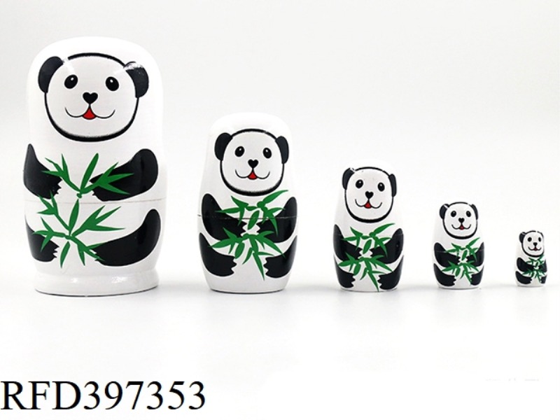 RUSSIAN PANDA HAND-PAINTED FIVE-LAYER MATRYOSHKA