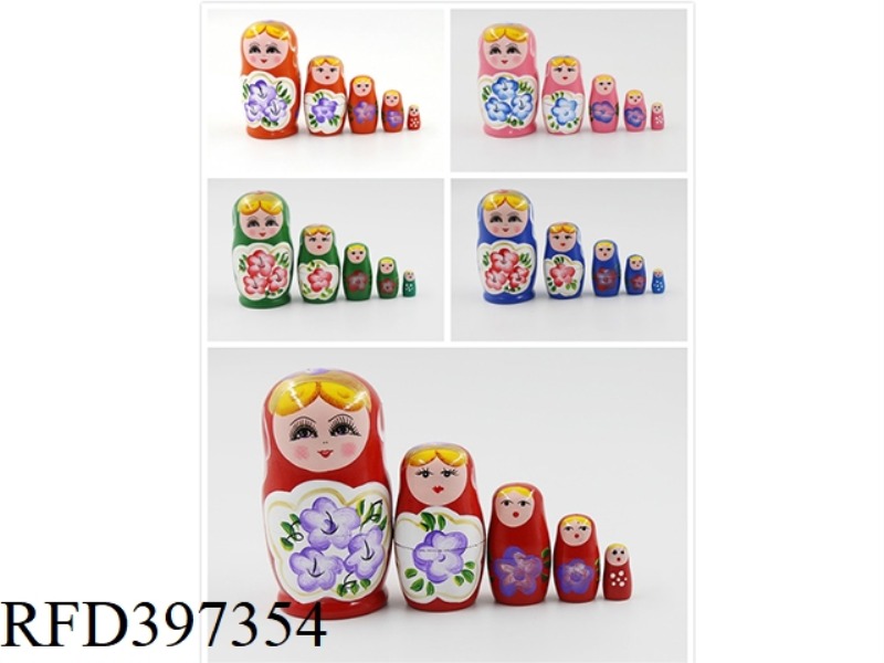 RUSSIAN DOLL HAND-PAINTED FIVE-LAYER MATRYOSHKA